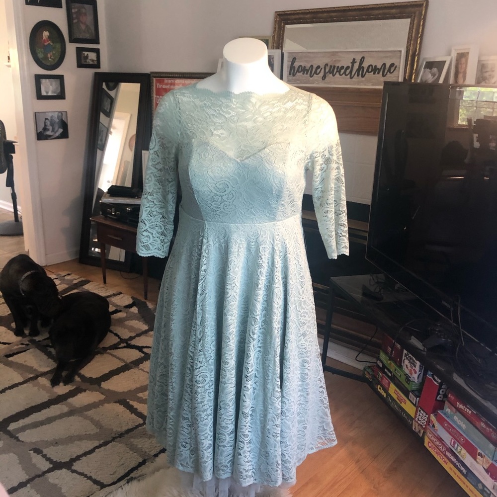 Torrid special occasion mint green lace dress 16